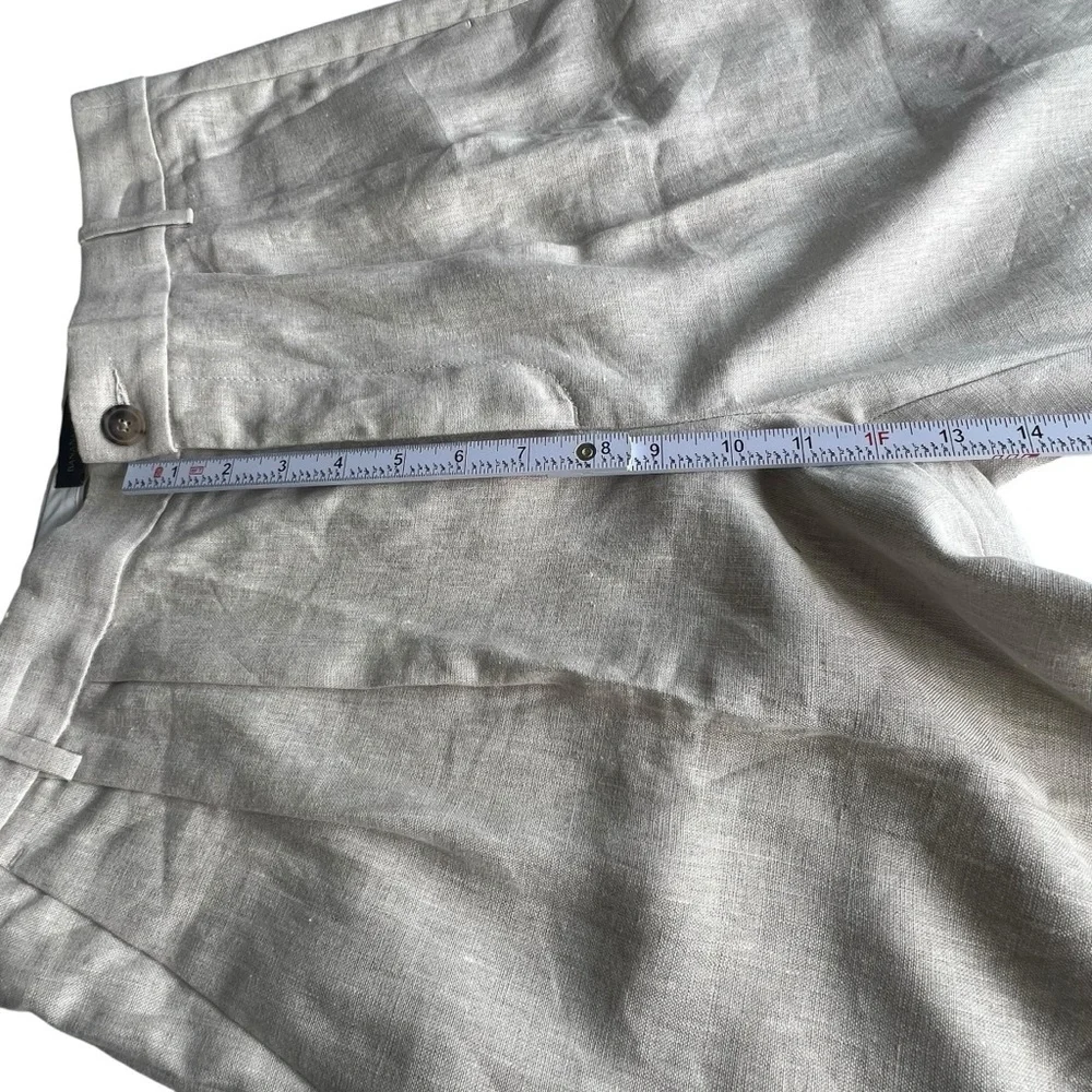 Banana Republic High Rise Palma Straight Leg Linen Pant Size 12 in Natural Color